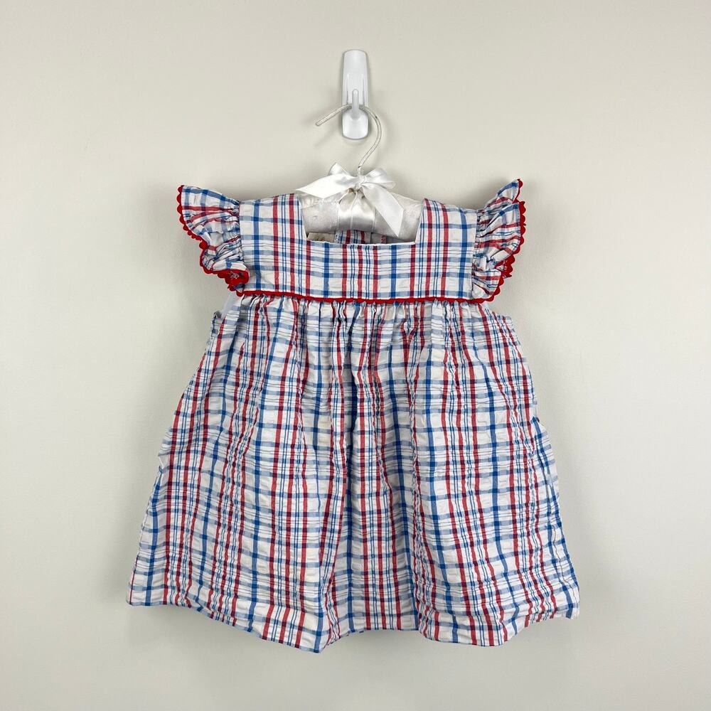 The Beaufort Bonnet Company Rosemary Ruffle Dress Seersucker Plaid 12-18 Months
